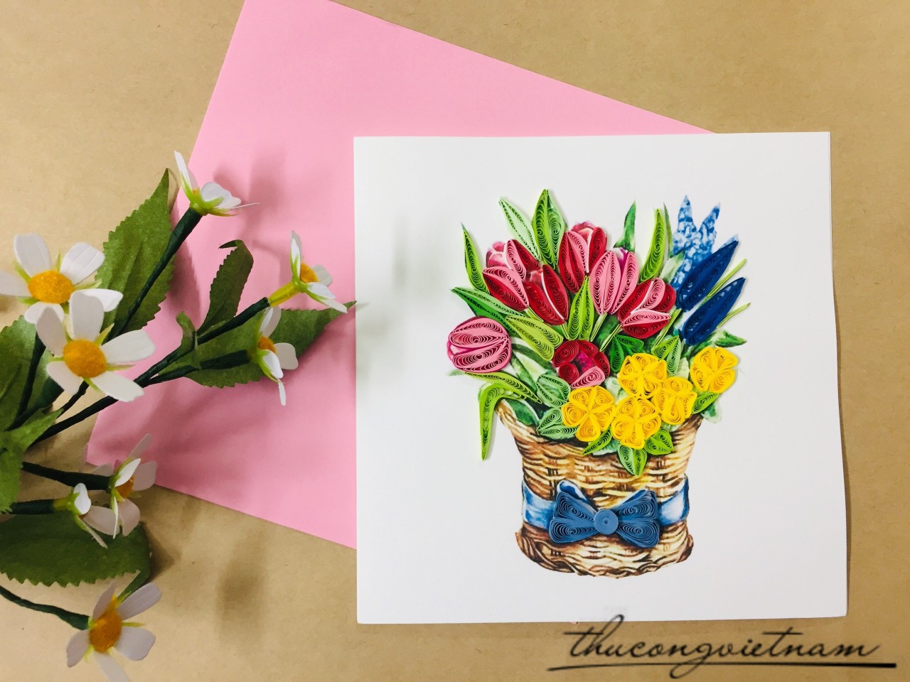 Thiệp Quilling Hoa Mẫu 5
